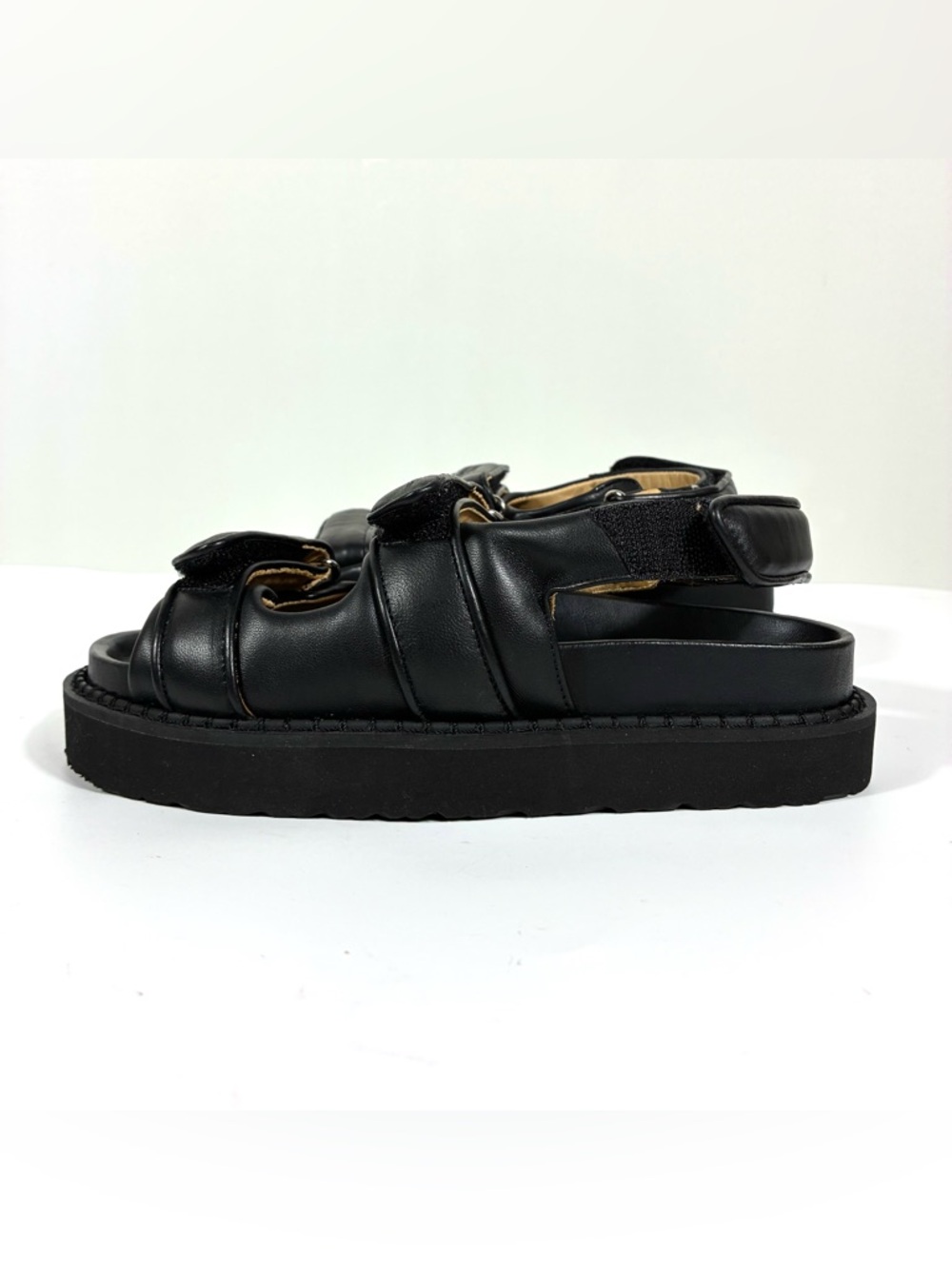Isabel Marant Madee Platform Leather Sandals Black 37 NEW Flat - Picture 11 of 17